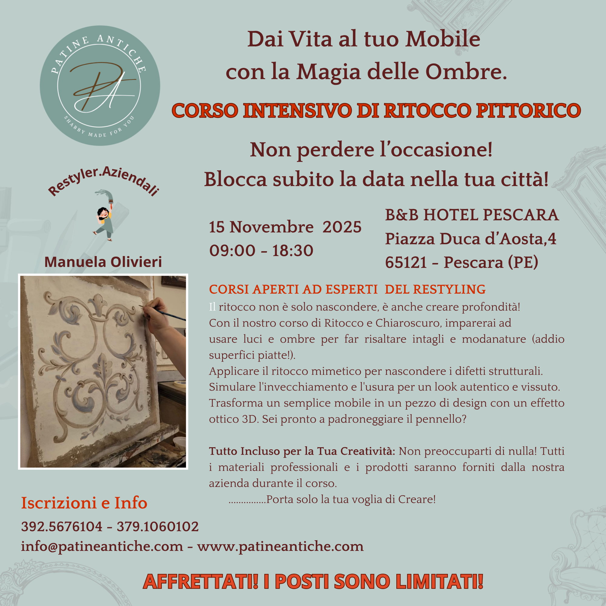 corso intensivo di ritocco pittorico 15 novembre 2025 pescara €200,00 corso intensivo di ritocco pittorico 15 novembre 2025 pescara €200,00