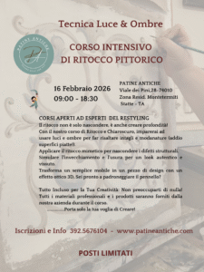 home corso intensivo di ritocco pittorico 16 febbraio 2026 statte – (acconto iscrizione 100,00)